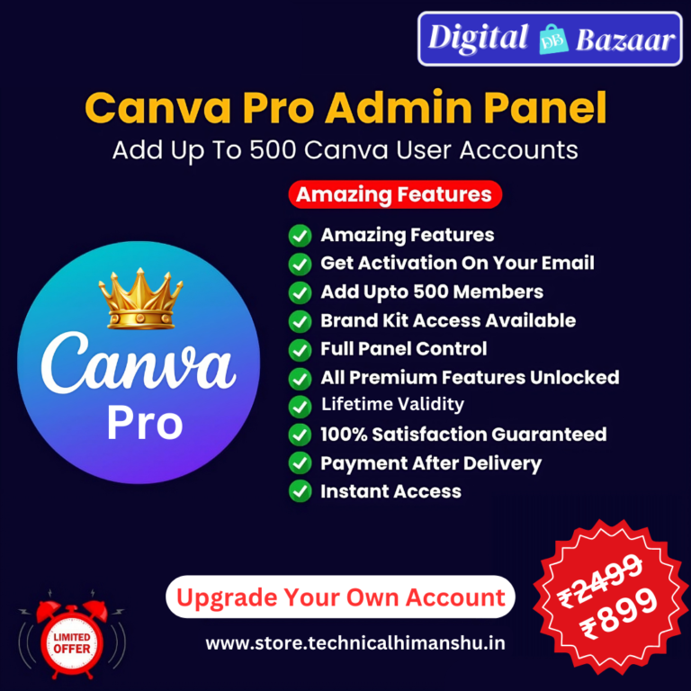 Canva Pro Admin Panel Lifetime Validity