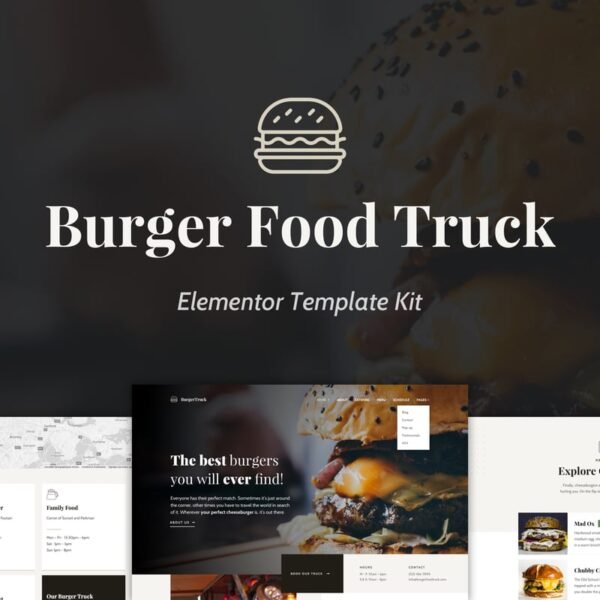 Burger Food Truck – Popup Restaurant Elementor Template Kit