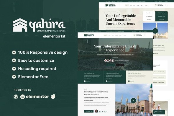 Qahira – Umrah & Hajj Tour Travel Elementor Template Kit